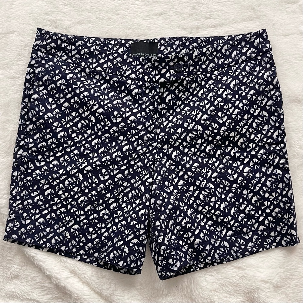 Cynthia Rowley Batik Print Shorts Indigo White Size 10
